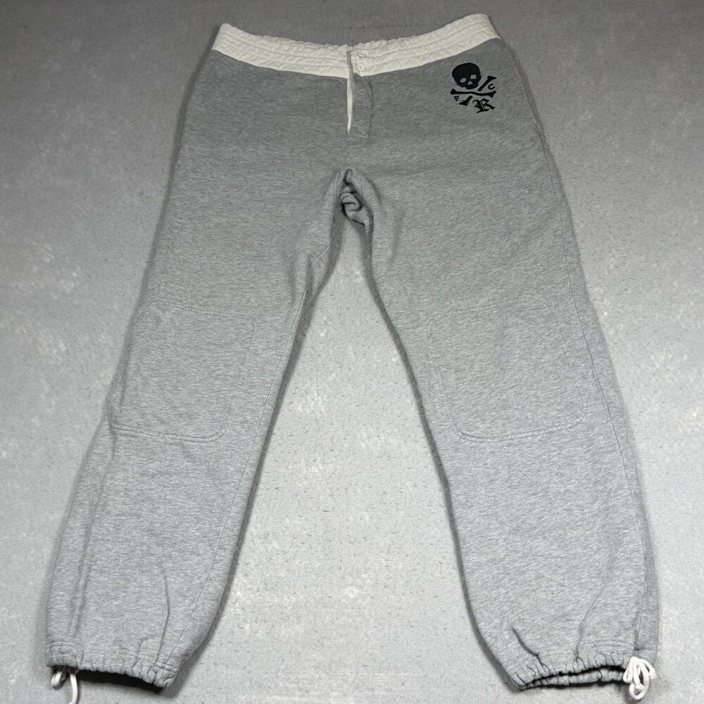 Vintage Rugby Ralph Lauren Sweatpants Mens Sz Large Gray Skull PRL French Terry